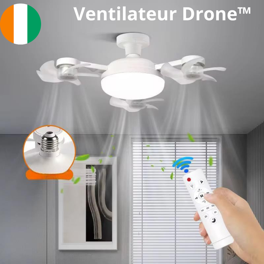 Ventilateur Drone™ – Plafonnier 2 en 1 avec Lumière LED et Hélices Futuristes