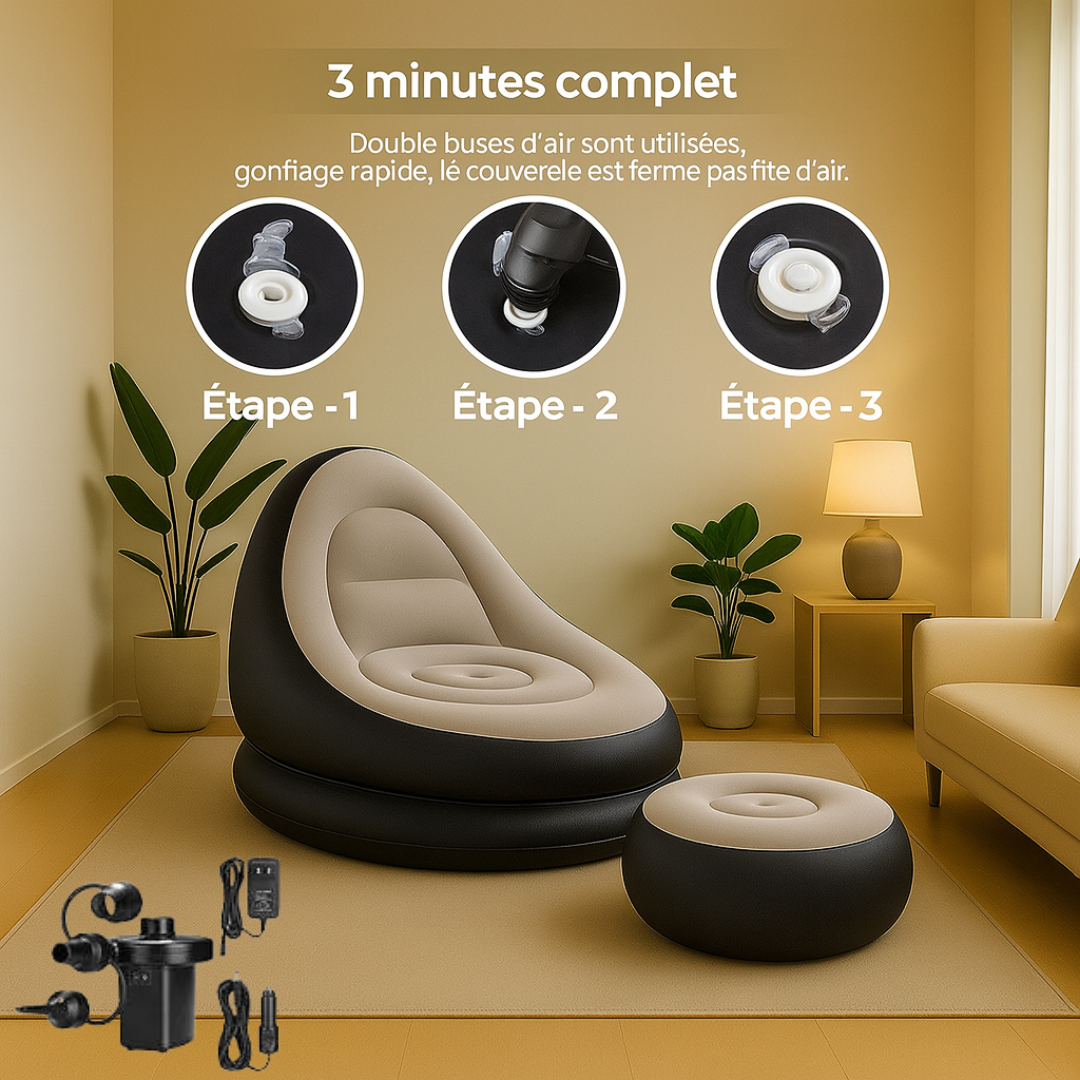 Le Fauteuil Gonflable Ultra-Confort – Transforme Instantanément Ton Salon en Espace Relaxation ! 😍🔥