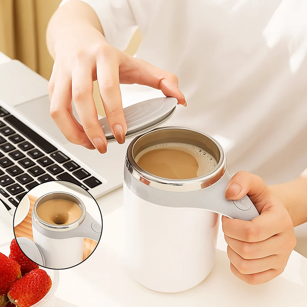 Tasse Auto-Mixante – Mélange Tout en 1 Clic, Sans Cuillère !